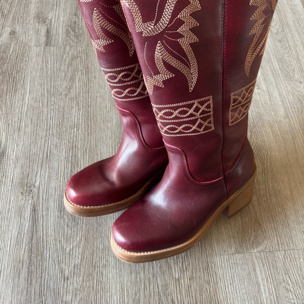 Free People Dingo Avalon Equestrian Tall Boots Leather Embroidery - Picture 12 of 12